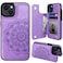 MMHUO for iPhone 14 Case with Card Holder Flower Magnetic Back Flip Wallet Case for Women Protective Case Phone Case for iPhone 14Purple