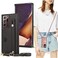 ZYZX Samsung Galaxy Note 20 Ultra Case with Adjustable Leather Strap Crossbody Card Holders Kickstand KB Black