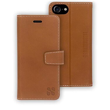 SafeSleeve Wallet Leather Case for iPhone 678 iPhone SE 2 EMF Blocker for Cell Phone with 3 Card Holder Adjustable Stand Magnetic Closure and Magnetic Folio Protection for Daily Use Leather