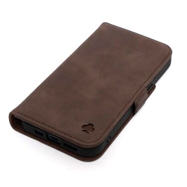 Porter Riley Leather Case Compatible with iPhone 16 Premium Genuine Leather StandCoverWalletFlip Case with Card Slots Horizontal Stand Chocolate Brown