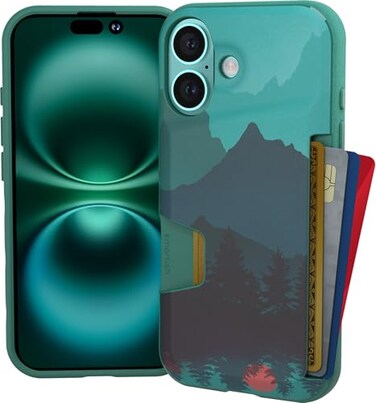 Smartish iPhone 16 Wallet Case Wallet Slayer Vol 1 Slim Protective Credit Card Holder Drop Tested Hidden Credit Card Slot Cover for Apple iPhone 16 Moving Mountains