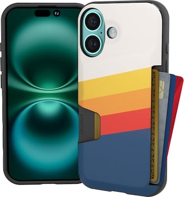 Smartish iPhone 16 Wallet Case Wallet Slayer Vol 1 Slim Protective Credit Card Holder Drop Tested Hidden Credit Card Slot Cover for Apple iPhone 16 Striped Up