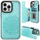 MMHUO for iPhone 14 Pro Case with Card Holder Flower Magnetic Back Flip Wallet Case for Women Protective Case Phone Case for iPhone 14 ProMint