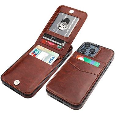 KIHUWEY Compatible with iPhone 14 Pro Case Wallet with Credit Card Holder Flip Premium Leather Magnetic Clasp Kickstand Heavy Duty Protective Cover for iPhone 14 Pro 61 Inch Brown