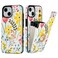 HAOPINSH for iPhone 13 iPhone 14 Wallet Case with Card Holder 360Rotation Ring Kickstand Floral Flower Pattern RFID Blocking Leather for Girls Women Double Buttons Flip Protective Cover 61