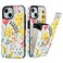 HAOPINSH for iPhone 13 iPhone 14 Wallet Case with Card Holder 360Rotation Ring Kickstand Floral Flower Pattern RFID Blocking Leather for Girls Women Double Buttons Flip Protective Cover 61