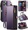 Defencase Compatible with iPhone 12Pro Case Wallet with RFID Blocking Card Holder for Women Men PU Leather Magnetic Snap Flip Zipper Strap Wallet Phone Case Fit for iPhone 12 12 Pro 61 Purple