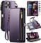 Defencase Compatible with iPhone 12Pro Case Wallet with RFID Blocking Card Holder for Women Men PU Leather Magnetic Snap Flip Zipper Strap Wallet Phone Case Fit for iPhone 12 12 Pro 61 Purple