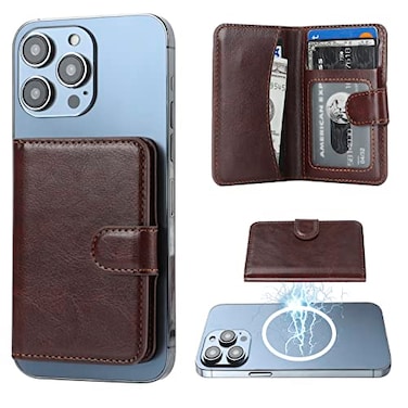 Bocasal for MagSafe Wallet Magnetic Card Holder RFID Blocking Leather Card Slots for iPhone 171615141312 ProMaxPlusAir Adjustable Kickstand Flip Mag Safe Wallet Brown