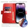 Dreem Wallet Case for iPhone 14 Pro Max 2 Way Phone Stand Magnetic Detachable Vegan Leather Flip Cover RFID Blocking Card Holder MagSafeFit Gift Box Fibonacci Red