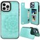 MMHUO for iPhone 15 Pro Max Case with Card HolderFlower Magnetic Buttons Protective Wallet Case for Women for iPhone 15 Pro MaxMint