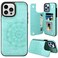 MMHUO for iPhone 15 Pro Max Case with Card HolderFlower Magnetic Buttons Protective Wallet Case for Women for iPhone 15 Pro MaxMint