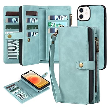 TwoHead for iPhone 1212 Pro Wallet Case with Card Holder Detachable Magnetic Phone CaseLeather AllRound Protection Phone Cover for WomenMen61INBlue