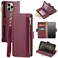 Antsturdy Compatible with iPhone 12 Pro Max Wallet CaseRFID Blocking PU Leather Phone Case Women Men flip Protective Cover Wrist Strap Zipper Credit Card Holder Slotsfor Apple 12 Pro MaxWine Red