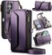 Strapurs Wallet Case Compatible with Samsung Galaxy S24 Ultra 5G RFID Blocking 10Card Holder Soft PU Leather Magnetic Snap Strap Zipper Pocket Phone Case Fit for Galaxy S24 Ultra Purple