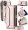 Strapurs Wallet Case Compatible with iPhone 13 Pro Max RFID Blocking 10Card Holder Soft PU Leather Magnetic Snap Shoulder Strap Zipper Pocket Phone Case Fit for iPhone 13 Pro Max Rose Gold