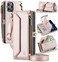 Strapurs Wallet Case Compatible with iPhone 13 Pro Max RFID Blocking 10Card Holder Soft PU Leather Magnetic Snap Shoulder Strap Zipper Pocket Phone Case Fit for iPhone 13 Pro Max Rose Gold