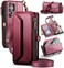 Strapurs Wallet Case Compatible with Samsung Galaxy S24 Ultra 5G RFID Blocking 10Card Holder Soft PU Leather Magnetic Snap Strap Zipper Pocket Phone Case Fit for Galaxy S24 Ultra Wine Red