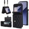 XIMAND for Samsung Galaxy Z Flip 6 Accordion Crossbody Wallet Case 4 Card Slots RFID Blocking and Adjustable Strap Stylish and Versatile Accessory for The Modern Chic Woman Black
