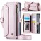 WAWZ for Samsung Galaxy Z Fold 6 Case Women Men MultiFunction Wallet Case with Stand RFID Blocking Featuring Magnetic Closure Zipper Includes Shoulder Strap Wrist Strap Pink Z Fold 6