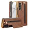 XIMAND for Samsung Galaxy Z Fold 6 Wallet Case with SPen Holder and Credit Card Holder Builtin Front Screen Flim ProtectorLuxurious Leather Magnetic Clasp KickstandBrown