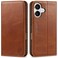 SHIELDON Case for iPhone 16 5G 61 Genuine Leather Wallet Flip Magnetic Closure Cover RFID Blocking Credit Card Holder Kickstand TPU Shockproof Case Compatible with iPhone 16 2024 Retro Brown