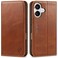 SHIELDON Case for iPhone 16 5G 61 Genuine Leather Wallet Flip Magnetic Closure Cover RFID Blocking Credit Card Holder Kickstand TPU Shockproof Case Compatible with iPhone 16 2024 Retro Brown