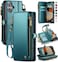 Defencase Compatible with iPhone 16 Case Wallet with RFID Blocking Card Holder for Women Men Fashion PU Leather Magnetic Snap Flip Zipper Strap Wallet Phone Case for iPhone 16 61 Blue Green
