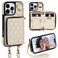 Keallce Case for iPhone 16 Pro 63 Wallet Case Crossbody Zipper Purse with Wristlet for Women RFID Blocking Card Holders 360 Ring Kickstand Flip Leather Case for iPhone 16 Pro Beige