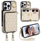 Keallce Case for iPhone 16 Pro 63 Wallet Case Crossbody Zipper Purse with Wristlet for Women RFID Blocking Card Holders 360 Ring Kickstand Flip Leather Case for iPhone 16 Pro Beige