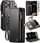 Defencase Compatible with iPhone 16 Pro Max Case Wallet with RFID Blocking Card Holder for Woman Men PU Leather Magnetic Snap Flip Zipper Strap Wallet Phone Case Fit for iPhone 16 Pro Max 69 Black