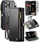 Defencase Compatible with iPhone 16 Pro Max Case Wallet with RFID Blocking Card Holder for Woman Men PU Leather Magnetic Snap Flip Zipper Strap Wallet Phone Case Fit for iPhone 16 Pro Max 69 Black