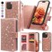 Varikke for iPhone 16 Pro Max Wallet Case Detachable with RFID Blocking Card Holder for Women Glitter Leather Strap Magnetic Flip Wallet Removable Phone Case for iPhone 16 Pro Max 69 Rose Gold
