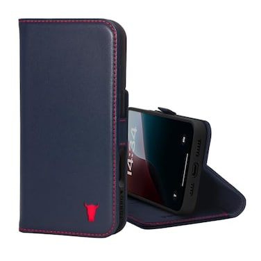 TORRO Premium Leather Case Compatible with iPhone 16 Pro Max 69 Genuine Leather Wallet Flip Folio Case with Kickstand and Card Slots Compatible with Official MagSafe Chargers Navy Blue