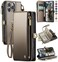 Defencase Compatible with iPhone 16 Pro Max Case Wallet with RFID Blocking Card Holder for Woman Men PU Leather Magnetic Snap Flip Zipper Strap Phone Case for iPhone 16 Pro Max 69 Desert Titanium