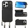 Bocasal Crossbody Wallet Case for iPhone 16 Pro RFID Blocking Leather Purse Case with Card Holder Protective Handbag Flip Cover with Zipper Wrist Strap Lanyard for Women 5G 63 Inch Black