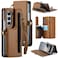 XIMAND for Samsung Galaxy Z Fold 6 Wallet Case with 7 Credit Card Slots and SPen SlotRFID BlockingClassic Leather Magnetic Clasp Kickstand CoverBrown