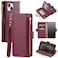 Antsturdy Compatible with iPhone 14 Plus Wallet CaseRFID Blocking PU Leather Phone Case Women Men Flip Shockproof Cover Strap Zipper Pocket Credit Card Holder Slots for Apple 14 PlusWine Red