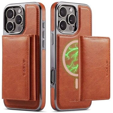 C Casus Casus Wallet Case for iPhone 16 Pro Max Compatible with MagSafe for Men Women Detachable Magnetic Wallet Phone Case with Card Slot Holder for iPhone 16 Pro Max 69 Brown