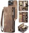 SZHAIYU 2 in 1 Detachable Compatible with iPhone 16 Pro Max Wallet Case with Card Holder Retro Premium Flip Leather Cover Magnetic Zipper Pocket Phone Cases 69 Coffee IP 16 Pro Max