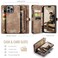 SZHAIYU 2 in 1 Detachable Compatible with iPhone 16 Pro Max Wallet Case with Card Holder Retro Premium Flip Leather Cover Magnetic Zipper Pocket Phone Cases 69 Coffee IP 16 Pro Max