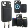 Bocasal for MagSafe Crossbody Wallet Case Compatible with iPhone 14 iPhone 13 RFID Blocking Protective Purse Case with Card Slots Holder Kickstand Wrist Strap Lanyard Zipper 61 Inch 5G Black