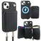 Bocasal for MagSafe Crossbody Wallet Case Compatible with iPhone 14 iPhone 13 RFID Blocking Protective Purse Case with Card Slots Holder Kickstand Wrist Strap Lanyard Zipper 61 Inch 5G Black