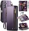 Defencase Compatible with Samsung Galaxy S24 FE Case Wallet with RFID Blocking Card Holder for Women Men PU Leather Magnetic Snap Flip Zipper Strap Wallet Phone Case for Galaxy S24 FE 5G 67 Purple