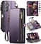 Defencase Compatible with Samsung Galaxy S24 FE Case Wallet with RFID Blocking Card Holder for Women Men PU Leather Magnetic Snap Flip Zipper Strap Wallet Phone Case for Galaxy S24 FE 5G 67 Purple