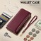 Antsturdy Compatible with iPhone 17e 16e Wallet CaseRFID Blocking PU Leather Phone Case Women Men Kickstand flip Cover Wrist Strap Zipper Credit Card Holder Slots for Apple 17e 16eWine Red