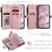 Defencase for iPhone 16E17E Case Wallet with RFID Blocking Card Holder Slots for Women Men Elegant PU Leather Magnetic Snap Flip Wristlet Strap Zipper Wallet Phone Cases for iPhone 17e 16e Pink