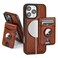 SkyEagle Compatible with MagSafe iPhone 16 Pro Case Wallet with AirTag Holder2 in 1 PU Leather Magnetic Detachable RFID Blocking Credit Card Holder Flip Cover Kickstand for Men WomenBrown