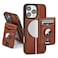 SkyEagle Compatible with MagSafe iPhone 16 Pro Case Wallet with AirTag Holder2 in 1 PU Leather Magnetic Detachable RFID Blocking Credit Card Holder Flip Cover Kickstand for Men WomenBrown