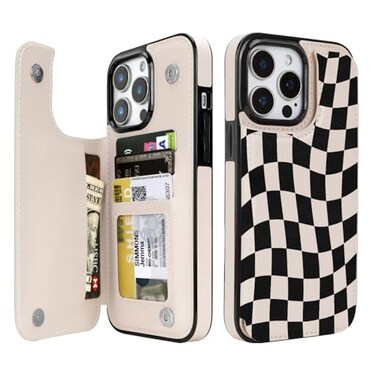uCOLOR Compatible with iPhone 15 Pro Max 67 Wallet Case with Card Holder Slot Folio Flip PU Leather Kickstand Double Magnetic Clasp and RFID Blocking Design Cover 67 Dune Mirage Checkered